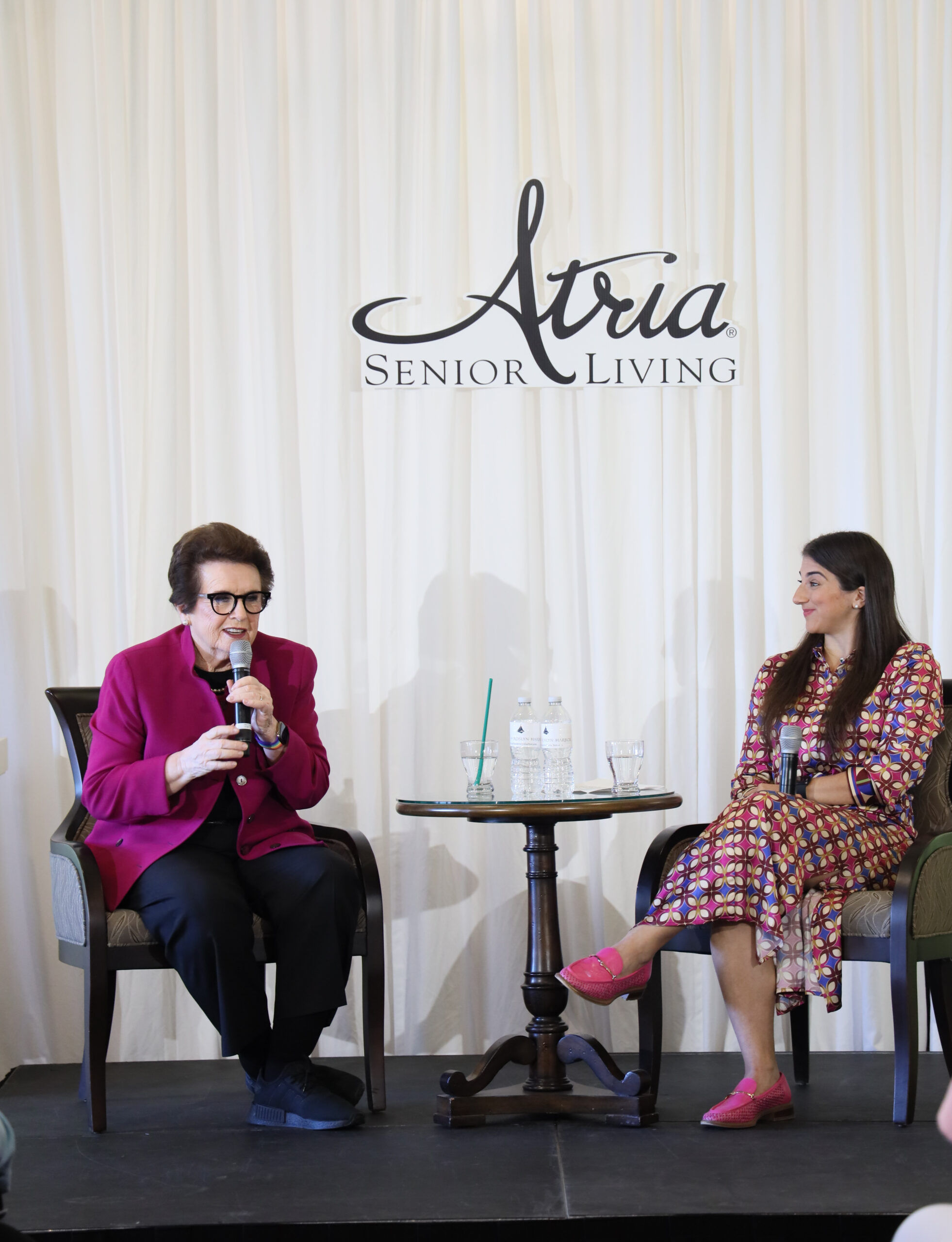 Atria Senior Living's Wellness Ambassador, Billie Jean King, being interviewed