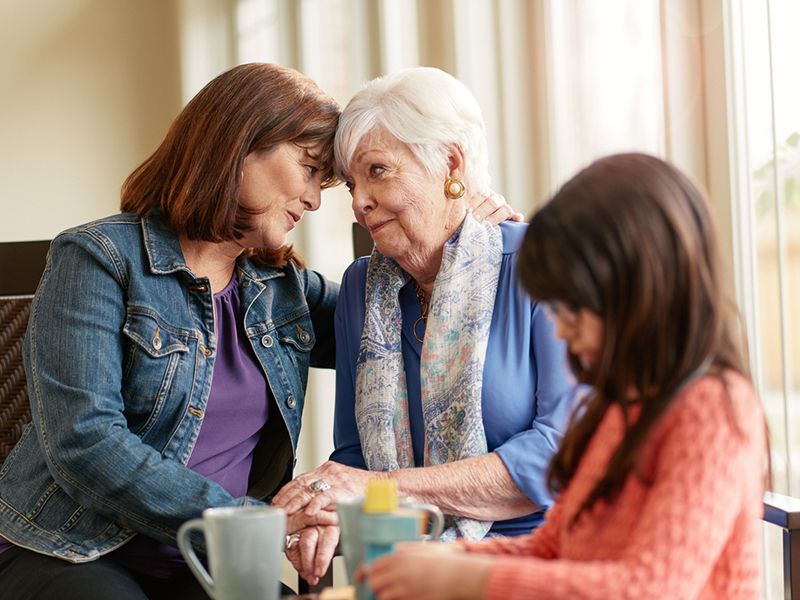 Two women and young girl together