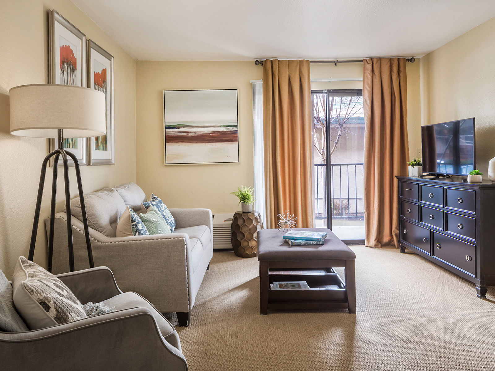Atria Carmicheal senior apartment living room
