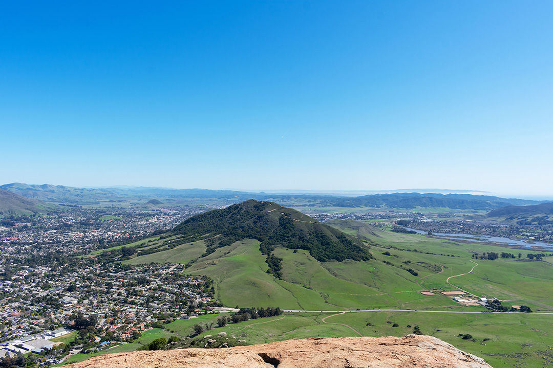Stunning view of San Luis Obispo, California, where the city meets the rural green landscape.