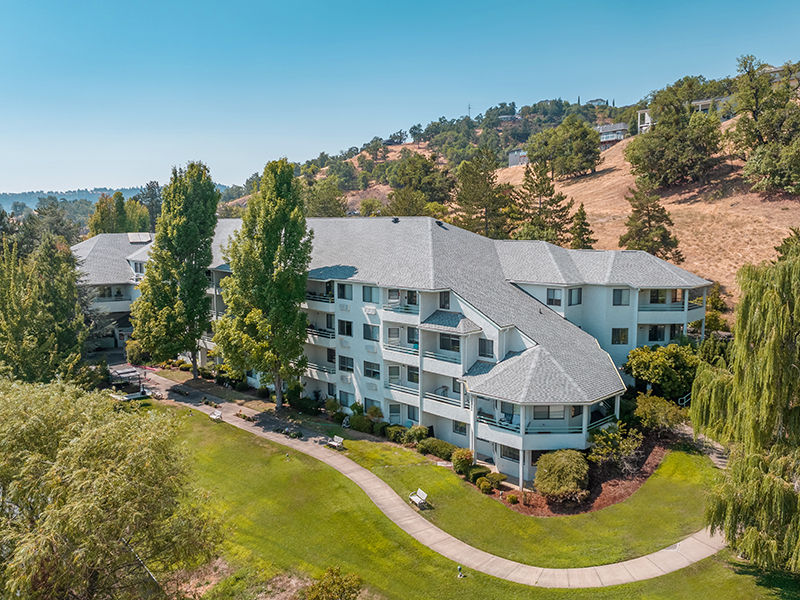 Exterior view at range of Holiday Garden Valley senior living community