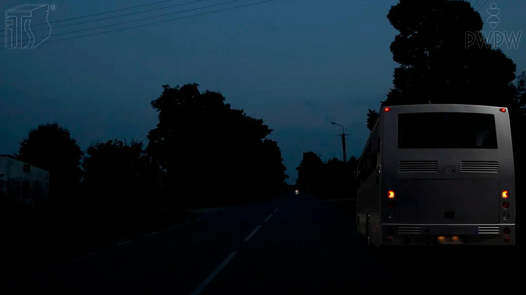 Czy w tej sytuacji, parkując autobusem na jezdni, masz obowiązek włączyć światła pozycyjne lub postojowe?