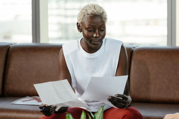 person reading document