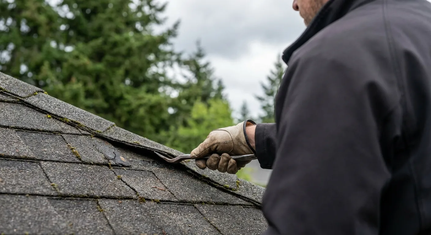 Man on a roof