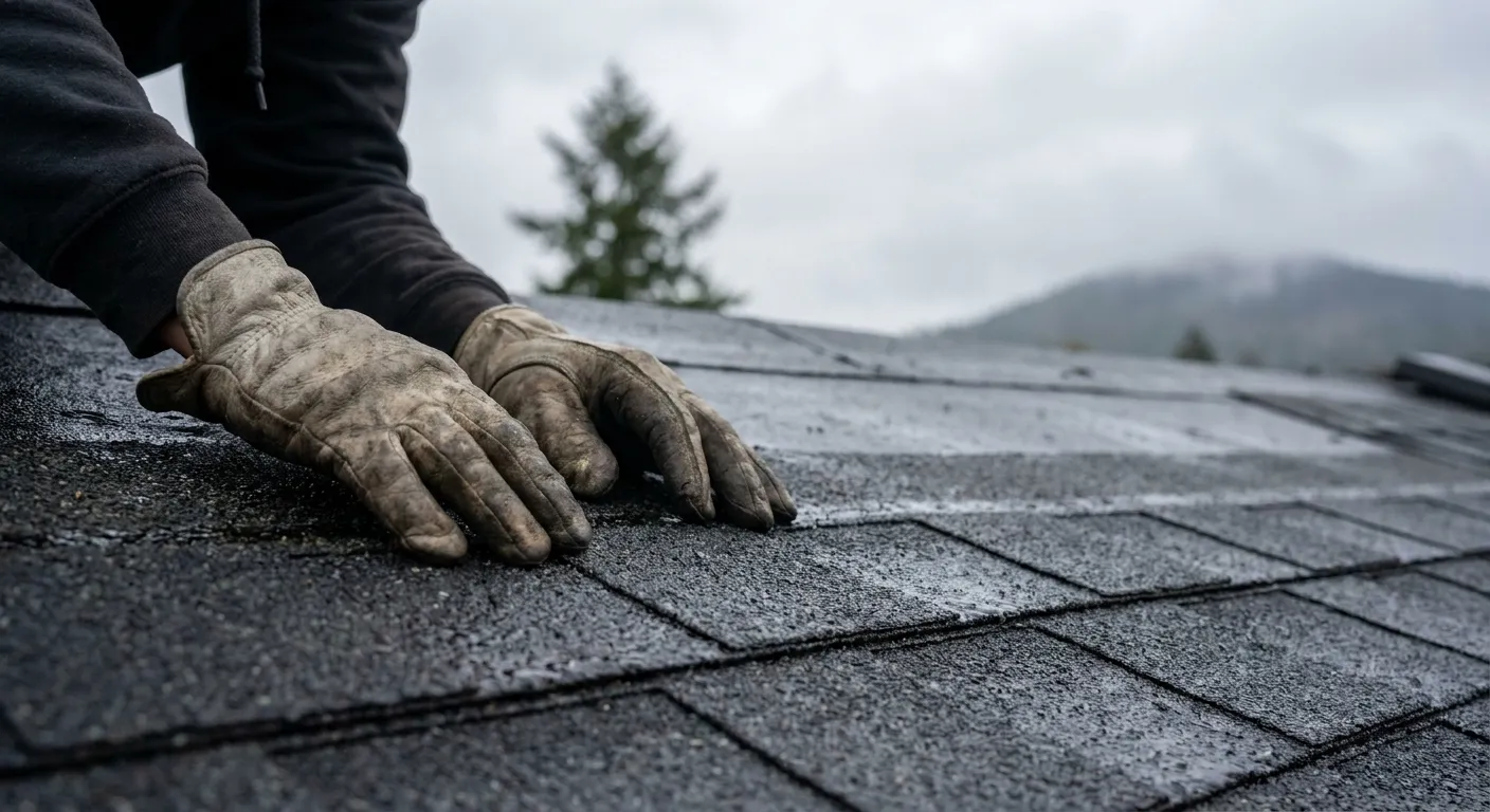 Man working on a roof