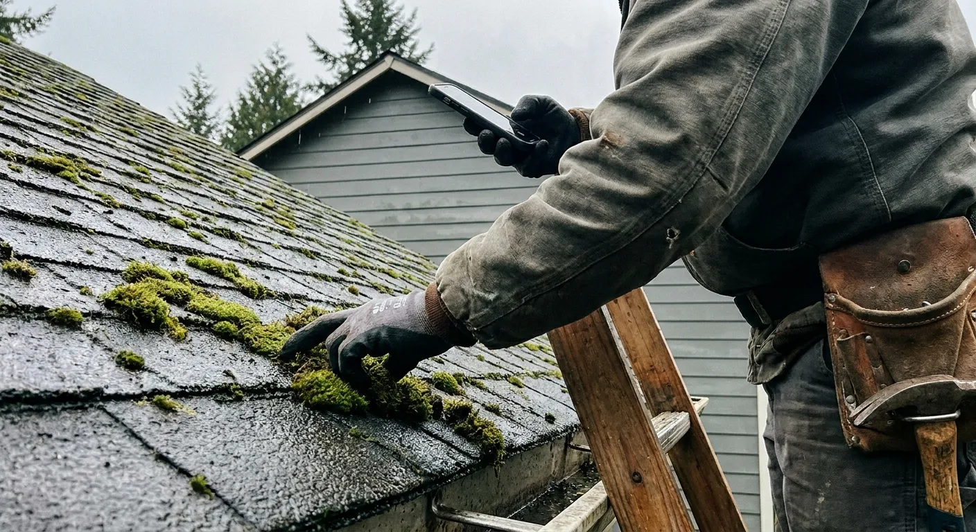 Man working on roof