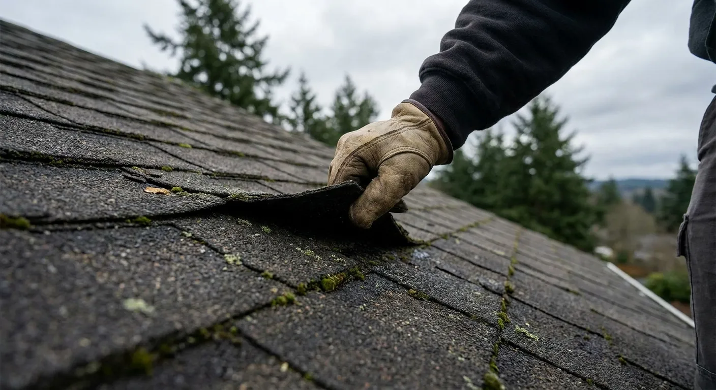 Man lifting up a shingle