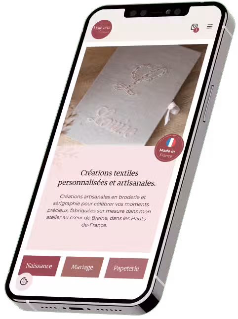 Mockup du site web de Mallyana Création, développé par Alexis Pennel