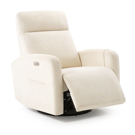 Power Swivel Glider Reclining Sofa with Adjustable Headrest & USB-C、Beige