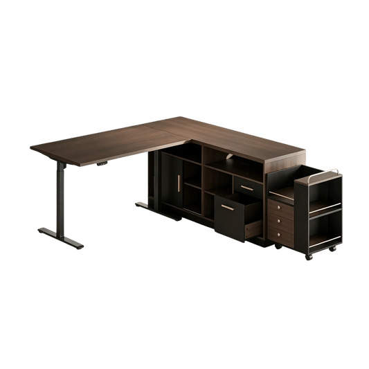 Soren 67" Height-Adjustable with Rolling Cart Executive Desk