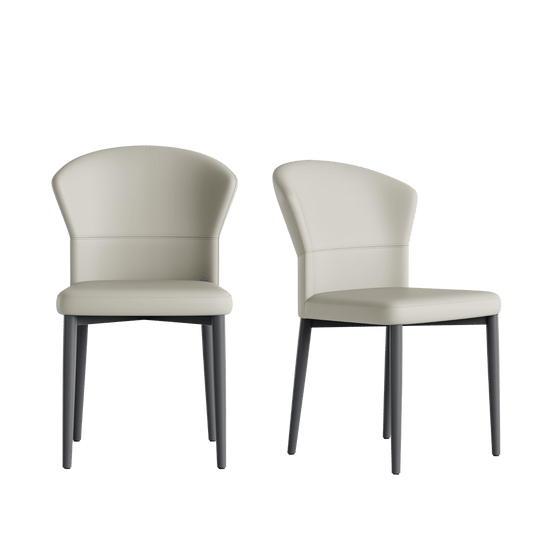 2-Pack Grey Fan-Shaped PVC Dining Chairs