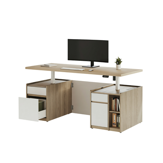 Soren 71" Adjustable Electric Stand Up Desk Light Walnut