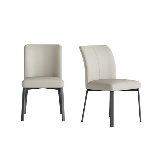 2-Pack White PVC Dining Chairs with Double Half Stitch Detailing