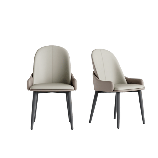2-Pack Grey PVC Dining Chairs with Full Surround Protective Side Guards