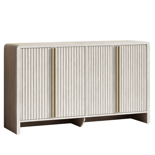 Caly 59" Modern Fluted Wooden Credenza Sideboard with 4 Doors