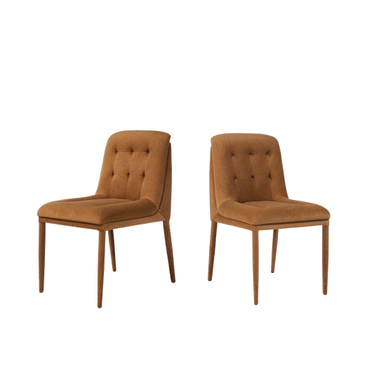 2Pack Coffee Double Layer Mohair Upholstered Dining Chairs