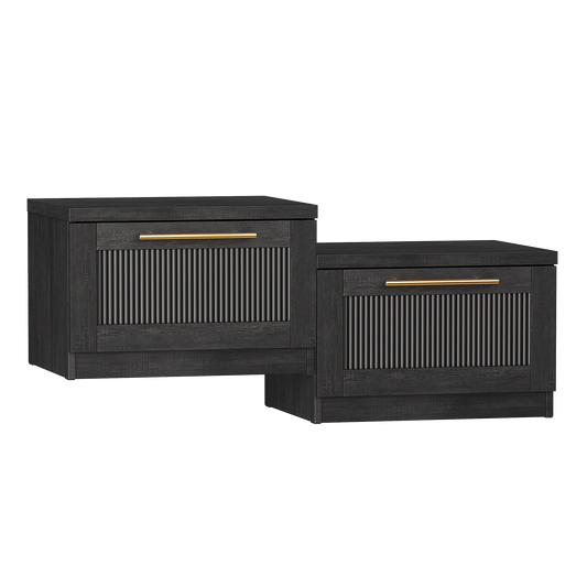 Harmo Block Black Floating Nightstand，set of 2