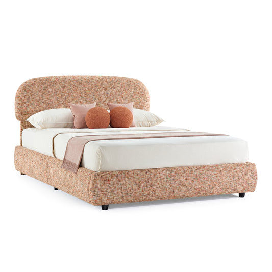 Dione Queen Lift-Up Storage Bed Frame with Curved Headboard, Canyon Dawn Red