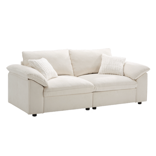Dreamboat Modular Chenille Loveseat Sofa with Wide Arms,Beige