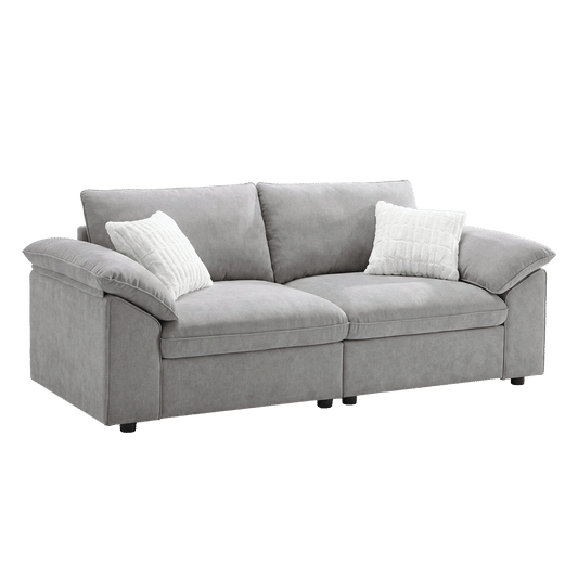 Dreamboat Modular Chenille Loveseat Sofa with Wide Arms,Gray