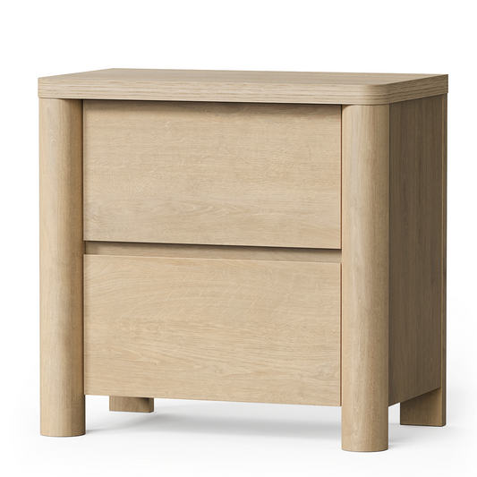 [Pre-Sale] 25.5'' Soft-Edge Natural Wood 2-Drawer Nightstand