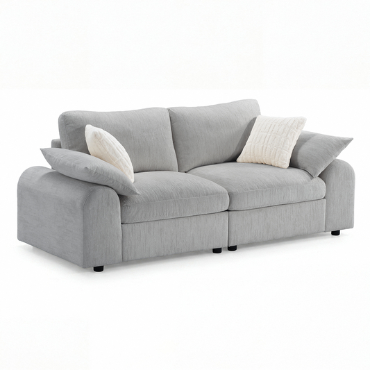 Rialto Modular Chenille Loveseat Sofa with Curved Armrests,Gray