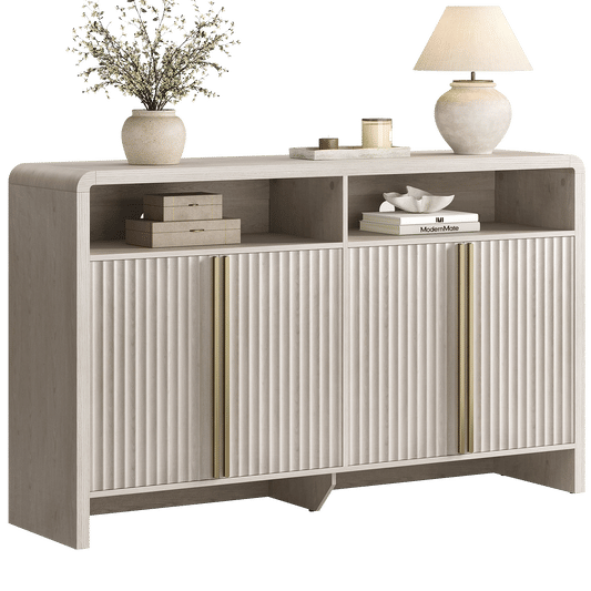 Caly 59" Fluted Sideboard Buffet Cabinet with Open Storage
