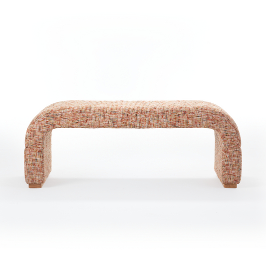 Dione Curved U-Shaped Ottoman Bench, Canyon Dawn Red