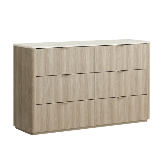 Travertine 54" 6-Drawer Chest of Drawers, Gray