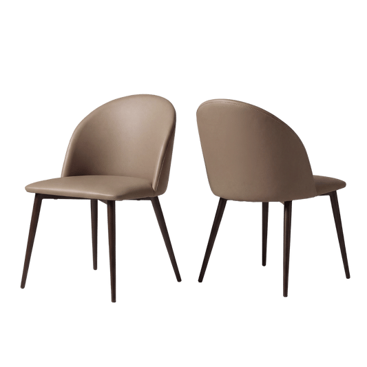 2Pack Modern PU Leather C-Shaped Back Dining Chairs, Brown