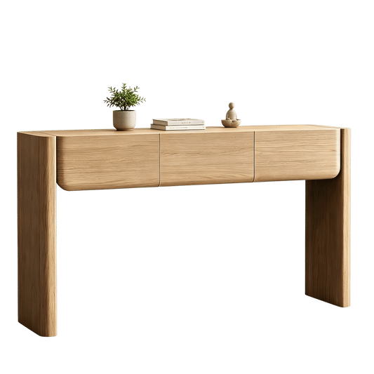 60 Inch Curved Edge 3 Drawer Modern Entryway Console Table