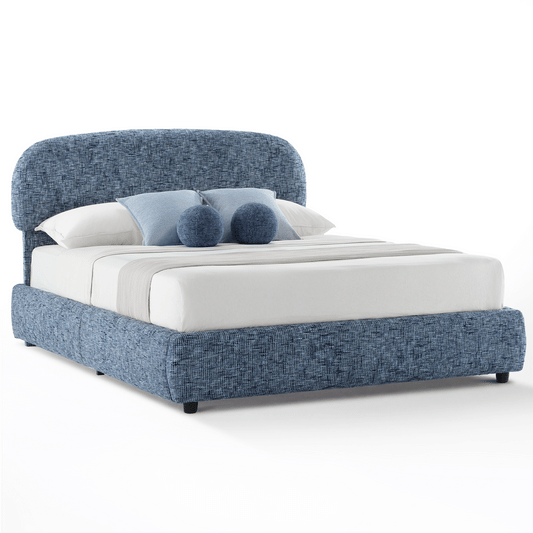 Dione Queen Lift-Up Storage Bed Frame with Curved Headboard, Harbor Depth Blue