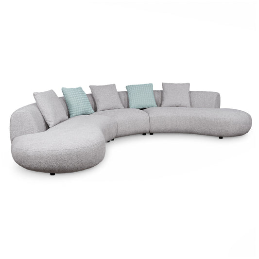 155" Modern Curved Boucle Sectional Sofa, Large Modular Couch-Grey