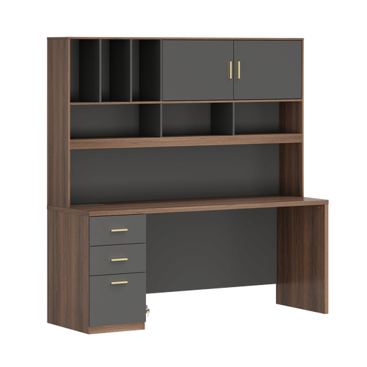 Soren 72.8" with Hutch & Storage Executive Desk, Black Walnut