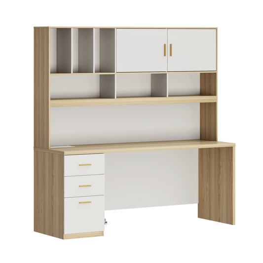 Soren 72.8" with Hutch & Storage Executive Desk, Light Walnut