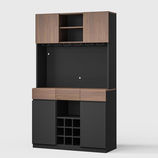 [Pre-Sale] Whisper Series 71" Black Wine Bar Cabinet with LED & Storage