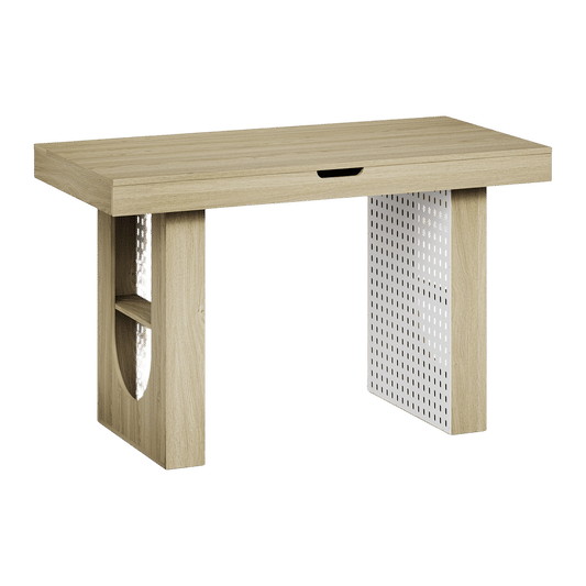 55" Computer Desk 2-in-1 Convertible Gaming & Dining Table Light Walnut