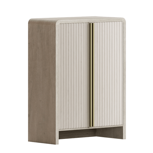 Caly 43" White Alder Finish Tall Curved Fluted Entryway Shoe Cabinet