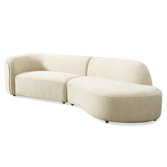 118" Curved Chenille Sectional Sofa (Right Facing Chaise) - Solid Wood Frame