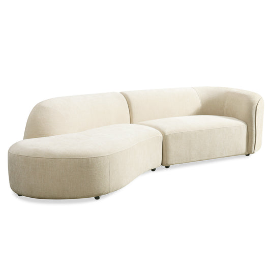 118" Curved Chenille Sectional Sofa (Left Facing Chaise) - Solid Wood Frame