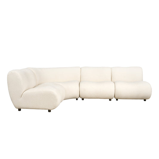 Cloud Modular Sectional Sofa - Ivory White Chenille L-Shaped 4 Seater, 68.5 Wide