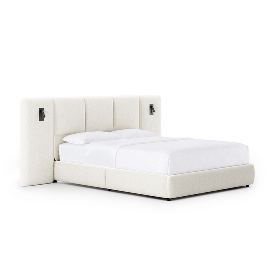 [Pre-sale] Linemix Wide Upholstered Queen Storage Bed with LED Lights & USB Ports