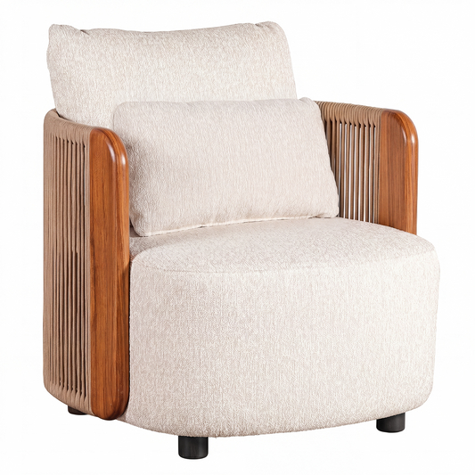 Mesa 33.8" Outdoor Wood Accent Handwoven Rope Single Sofa