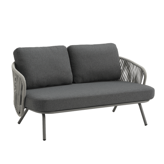 59.6" Outdoor Round Tube Woven Rope Loveseat Sofa
