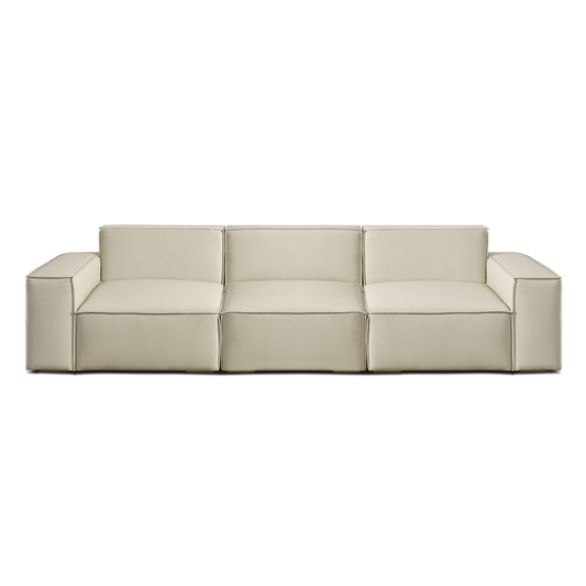 112" Scratch-Resistant Vegan Leather Sofa - Deep Seating & Metal Legs