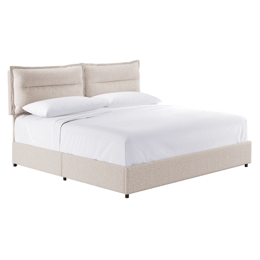 [Pre-sale] Tareya King Upholstered Bed Frame with 4 Storage Drawers, Beige