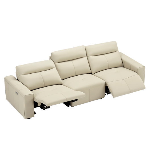 112" Top Grain Leather Power Reclining Sofa，Zero Wall Design