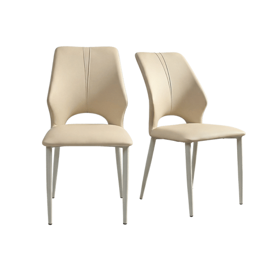 2Pack Beige Modern Light Luxury Upholstered PU Leather Dining Chairs