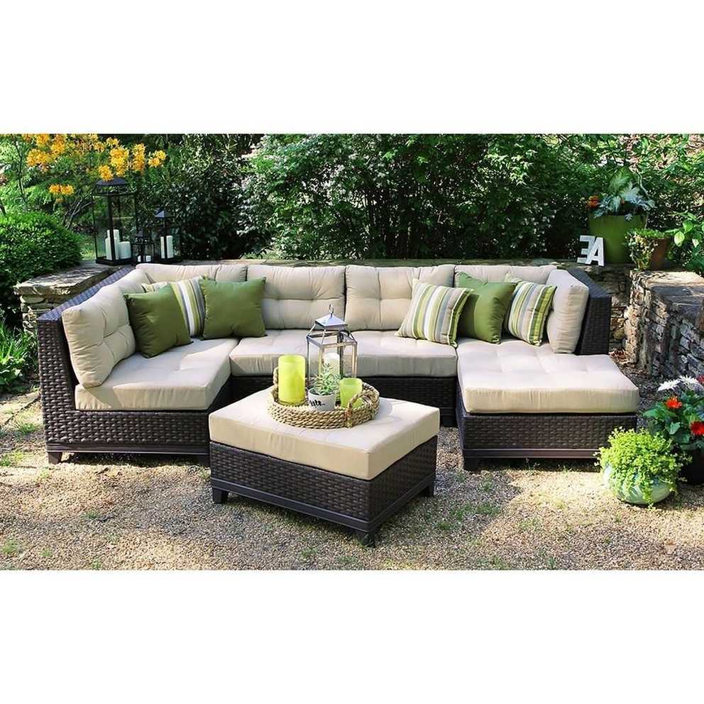 Ae Outdoor Hillborough 4 Piece All Weather Wicker Patio Sectional With Recent Conversation Patio Sets With Outdoor Sectionals (Photo 1 of 15)