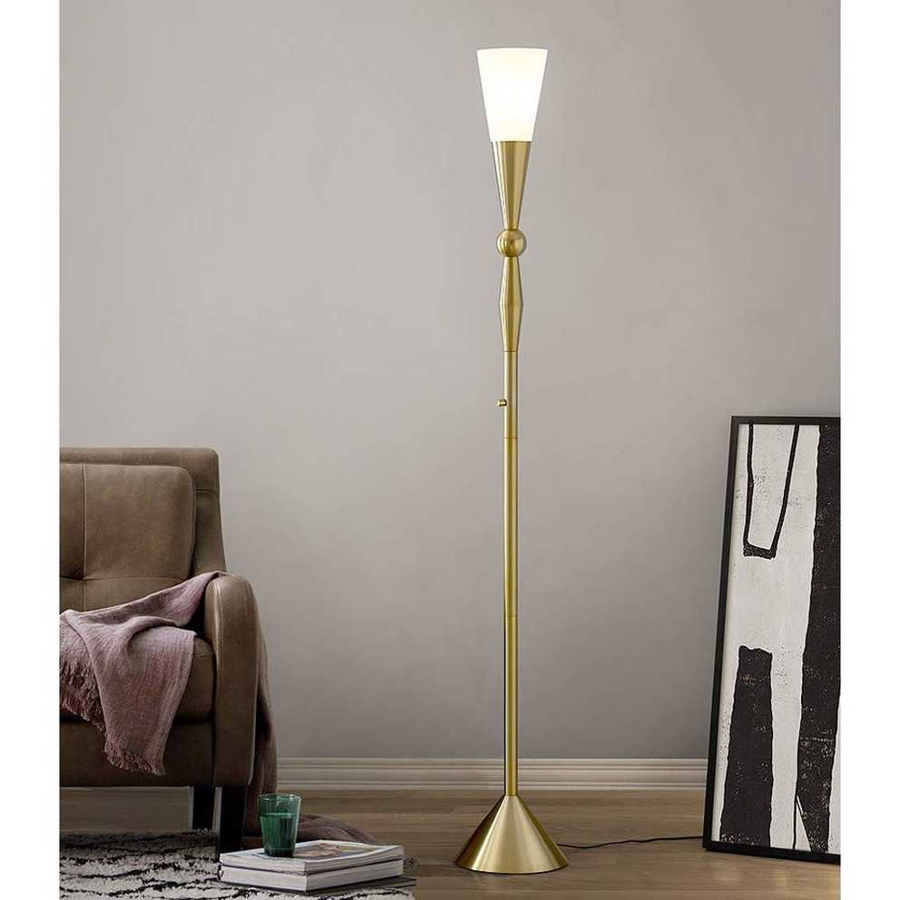 Trendy Homeglam 72 Inch Dione Metal Torchiere Floor Lamp With Led Bulb, Dimmable  (antique Brass) – – Amazon Intended For 72 Inch Standing Lamps (Photo 2 of 15)